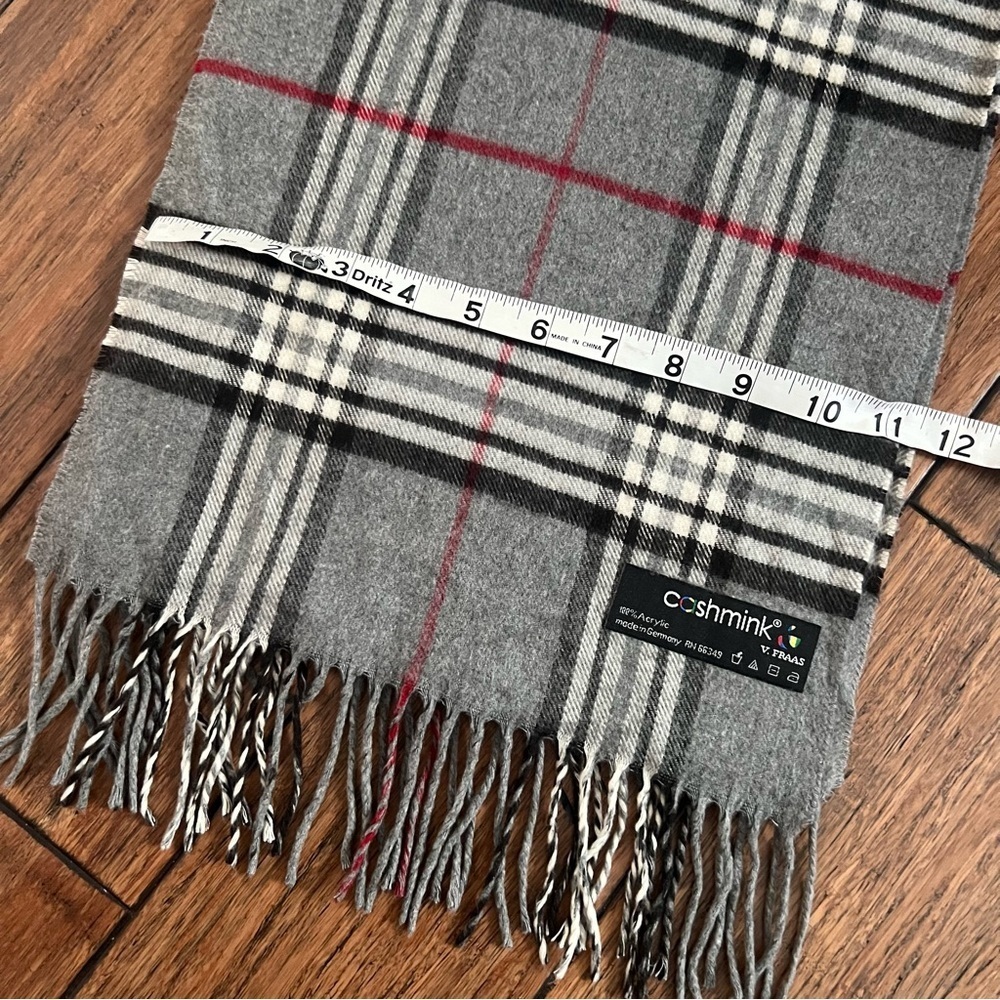 Cashmink V.FRAAS Grey Plaid Scarf Gray Academia Preppy Classic - Picture 3 of 6